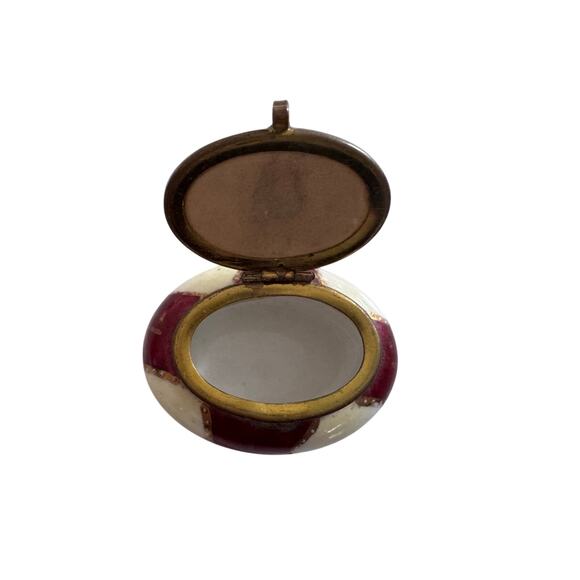 Antique Porcelain Trinket Jar w/ Lady Portrait – Hinged Lid Victorian Box - Picture 6 of 6